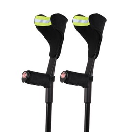 Forearm Pad and Grip Covers for Crutches with Open Cuff, Non-Slip Grip Covers with Adjustable Elastic Strap, for More Walking Comfort, Forearm Crutch Accessories (1 Set, Black)