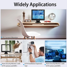 Suprlipy 12 Inch TFT LCD Security CCTV Monitor 800x600 4:3 Resolution Color Display Screen Support HDMI/VGA/AV/BNC/MIC USB Ports with Remote Control Built-in LounSpeakers for Surveillance Camera