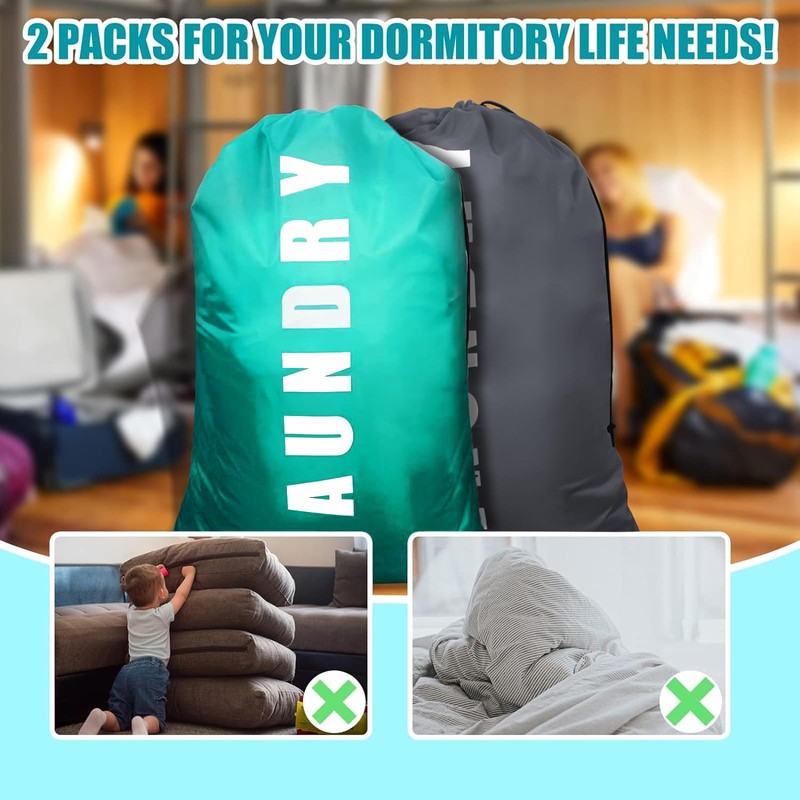 2 Pack Upgrade Extra Large Travel Laundry Bag with Drawstring，24"