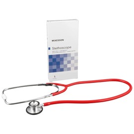 McKesson Stethoscope, Lightweight, Double-Sided Chestpiece, Adjustable Binaurals, Red, 22 in, 1 Count