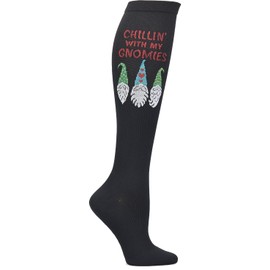 Nurse Mates Women's Calf Socks | 12-14 mmHg Compression | Superior Support & Comfort | 1 Pair | Chillin' With My Gnomies