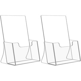 HIIMIEI Brochure Stand A5: Pack of 2 Acrylic Flyer Stand for Menu Folding Sheet - Transparent Table Brochure Holder Brochure Stand for Office Hotel Restaurant