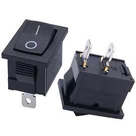10PCS Mini Boat Rocker Switch,Snap in On/Off Switch 2 pin,AC 6A/250V 10A/125V,Rectangle,Black