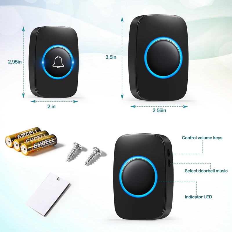 Blendura Wireless Doorbell Set, 300 m Wireless Range Doorbell IP55