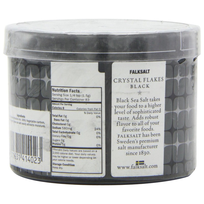 FALKSALT Altevita Mediterranean Crystal Flake Salt Black 4.3 oz (125