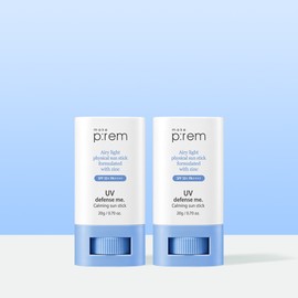 MAKE PREAM [더블구성] 메이크프렘 유브이 디펜스 미 카밍 선스틱  SPF 50+ PA++++ 20g, 2개 [Double Pack] Makeprem UV Defense Me Calming Sun Stick SPF 50+ PA++++ 20g, 2 pcs