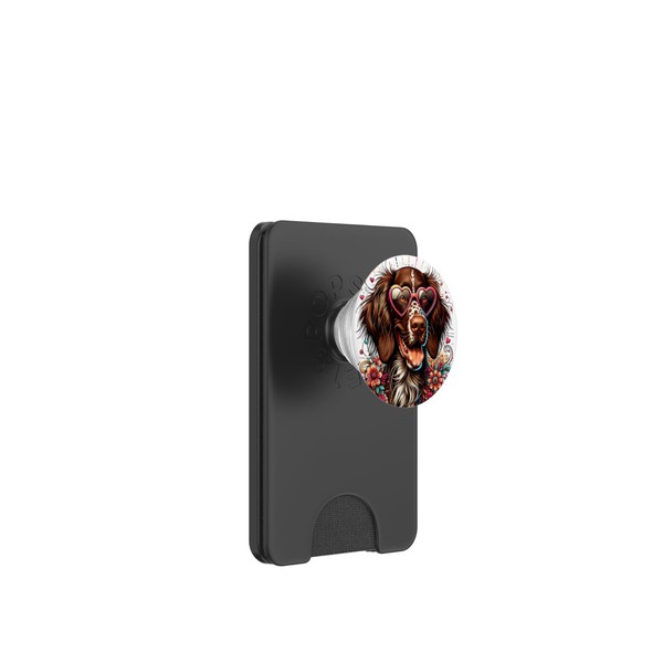 Deutscher Langhaariger Pointerhund St. Valentinstag Kunstwerk PopSockets PopWallet für MagSafe