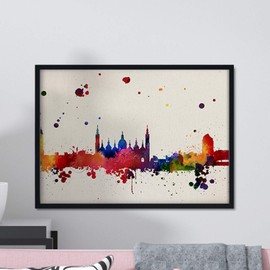 Nacnic Print Zaragoza City. Skyline Watercolor Style and Color explosion. Poster A3 size printed on paper and inks 250 grams home decoration. Design the best price.