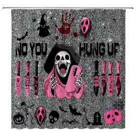 Halloween Shower Curtain Scary Face Funny Ghost Gothic Spooky Party Fabric Bathroom Decor Sets with Hooks,71W"x71H"