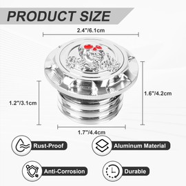 Motorcycle Gas Tank Cap Fit for Harley Sportster 1200 883, Softail, Road King, Iron 883 1200, Freewheeler, Forty Eight, Fat Boy, Dyna | Skull Pattern Fuel Tank Cove (Chrome Red)