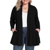 BELAROI Plus Size Cardigan Lightweight Cardigan Sweaters for Women Casual Open Front 3/4 Sleeve Soft Drape Cardigan Duster Cover Up (2X, Black)