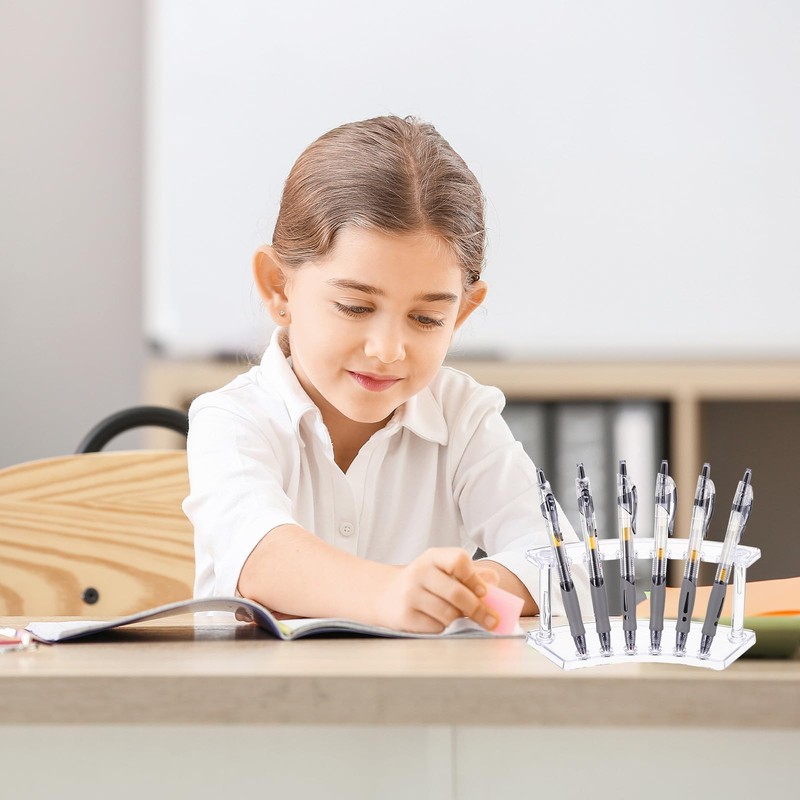 sourcing map 4 Pack Plastic Pen Holder, 6-Slot Acrylic Pen