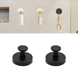 2 PCS Suction Cup Hooks for Shower, Bathroom Stainless Steel Suction Shower Hooks Mounting on Shower Glass Doors, Tile, Mirrors (Black)