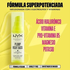 NYX PROFESSIONAL MAKEUP Primer de maquillaje  Sérum Plump Right Back, 30ml - Prebase hidratante que tonifica y revitaliza la piel, infusionada con... 