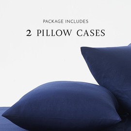 Linen Closet Luxury Cotton 144 Thread Count Organic Cotton Standard Pillowcases, Set of 2, Navy