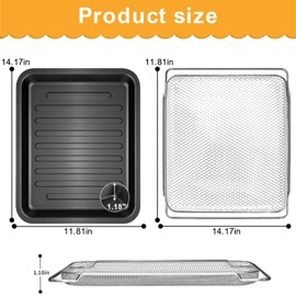 GWYSY Air Fryer Toaster Oven Accessories for COSORI Smart 12 in 1 C130 CS130 CO130 Convection Oven, 14’’*12’’ Non-Stick Air Fryer Rack Replacement Parts Grill Pan Grill Plate Crisper Plate Tray
