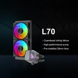 SAMA L70 240 AIO Liquid CPU Cooler, Infinity Mirror Water Cooling, Black