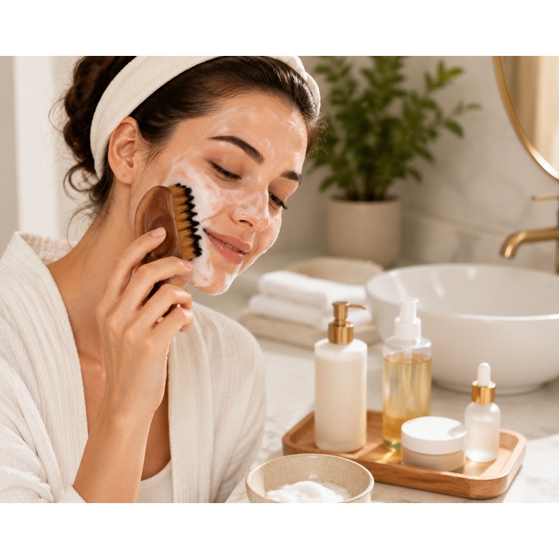 V-Face Brush for Facial Lifting Cleansing & Massage – Natural