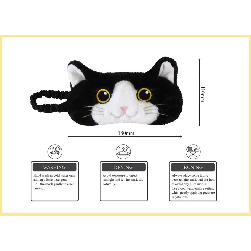 Cat Plush Comfortable Sleep Eye Mask (Black & White Cat)
