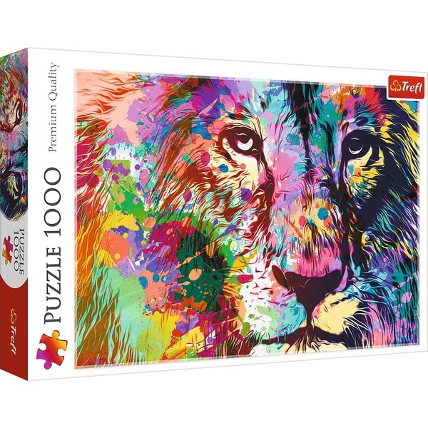 TREFL 1000 Piece Jigsaw Puzzle, Colorful Lion; Art. Puzzle; Animals; Colorful Puzzle; Adult Puzzle, Trefl 10707