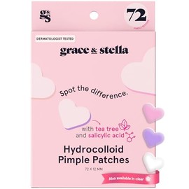 grace & stella grace & stella Pimple Patches for Face- Heart Hydrocolloid Zit Stickers that Help Soothe & Conceal Breakouts - Colorful Covers for Acne Prone Skin - Dermatologist-Tested, Vegan (Heart, 72 Count)