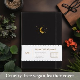Yop & Tom Moon & Stars Dotted Notebook - With Extra Thick 160 GSM Paper and Grid Guide - Bullet Grid Journal - Charcoal