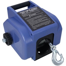 12V Electric Reversible Winch for Boats up to 6000 Lbs Galvanized Wire Rope with Extra Pulley Hook Power Trailer WinchColor: as Pic Color