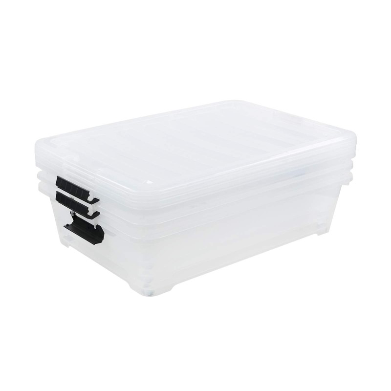 Eagrye 3-Pack Plastic Underbed Storage Bin, Clear Under Bed Storage