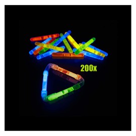 KNIXS Pack of 200 Micro Mini Glow Sticks Value Pack - 4 Colour Mix Luminous - 40 mm x 4.5 mm for Party / Fishing (Bite Alarm) / Balloons or as Decoration