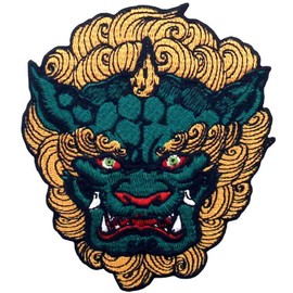 Zegin Fudog Lion Dog Patch Embroidered Applique Badge Iron On Sew On Emblem, Blue