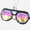 Rainbow Sunglasses Glass Ornament - Black Rainbow Retro Cool Fashion