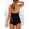 Beachsissi Women's Soild Colour Two-Piece Bikini Halterneck Ruffle Hem Beachsuits