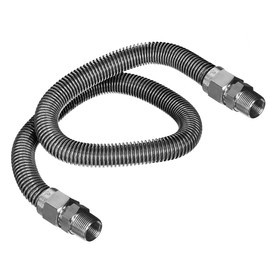 HIGHCRAFT GUHD-TT14-72B Gas Line Hose 3/8'' O.D. x 72'' Length with 1/2 in. MIP Fitting, Uncoated Stainless Steel Flexible Connector, 72 Inch