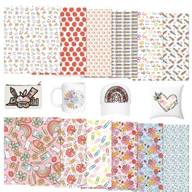 Tintnut Teacher Sublimation Transfer Paper - 12 Sheets 12"x10",School Patterned Sublimation Ink Transfer Sheets for DIY Mugs, Tumblers, T-Shirts