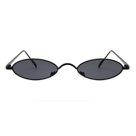 Armear Vintage Oval Sunglasses Small Narrow Round Metal Frame Hippie Glasses Black