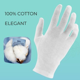 ANSMIO 12 Pairs Cotton Gloves, White Gloves for Dry Hands, Cotton Gloves for Sleeping, Moisturizing Night Gloves, White Gloves 100% Cotton, Size M (12 Pairs)