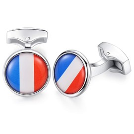 HONEY BEAR National Flag Cufflinks Italy Spanish French Germany for Mes Shirt Accessories Business Wedding Gift (France French Flag)