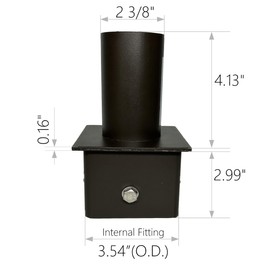 JCLievo Tenon Adapter for 4 inch Square Poles,Inner Fit,2-3/8 inch Pole Top Mount for Slip Fitter Mount,Bronze Light Pole Brackets,Steel Single Vertical Bracket Adapter