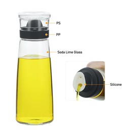 Glass Olive Oil and Vinegar Dispenser Bottles Set for Kitchen Cooking with Silicone Dual Pouring Spout, Soy Sauce Dispenser with Dust-proof Lid - Set of 2 (White, 5.4 oz)