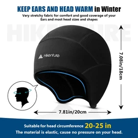 HIKENTURE Winter Skull Cap Helmet Liner Thermal Cycling Cap Windproof Warm Running Beanie Running Hat for Men Women (Black)
