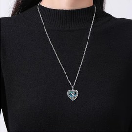 Hummingbird Urn Locket Necklace for Ashes and Pictures - Sterling Silver Heart Locket With Abalone Shell - Cremation Memorial Jewelry for Women and Hummingbird Lovers