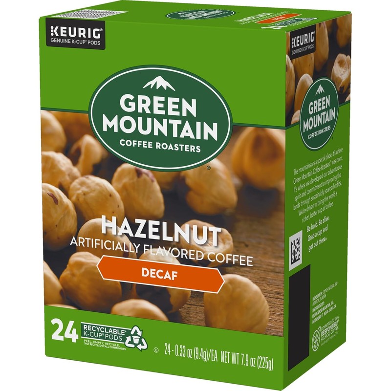 Green Mountain Coffee Roasters Hazelnut Decaf, Keurig Single-Serve K-Cup Pods,