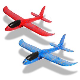 WenToyce 2 Pack Throwing Foam Airplanes, 17.5 Inches 2 Flight Mode Glider Inertia Planes Model, Manual Launch Epp Flying Aircraft Planes for Kids Outdoor Sport