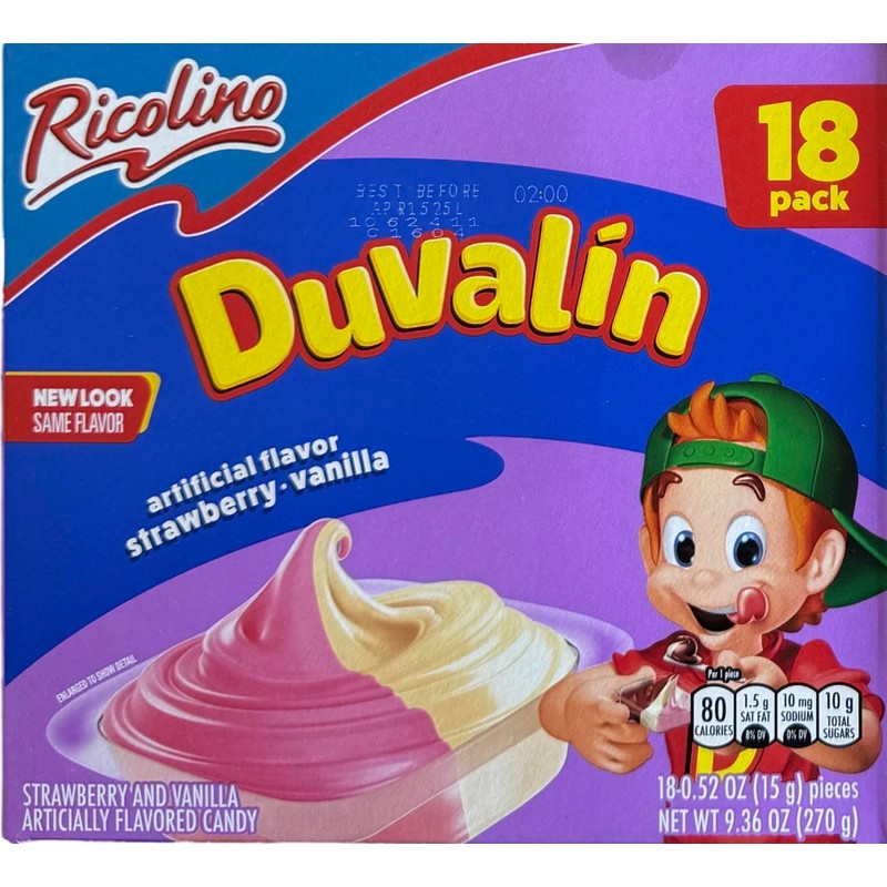 Duvalin Mexican Sweets Strawberry-Vanilla, Hazelnut-Vanilla, Hazelnut-Strawberry and Tri-Flavor Pack of
