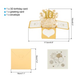 PATIKIL 10 Year Anniversary Card, Happy Anniversary Cards Wedding Anniversary Card for Wife Men Her Couple, Gold Tone
