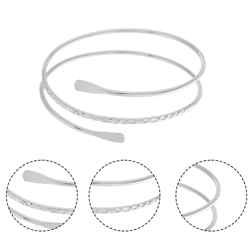 SSKHE Boho bangle, silver, adjustable upper bangle, open end bangle,