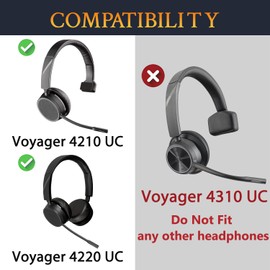 SOULWIT Protein Leather Headband Cover for Plantronics Voyager 4220 UC/4210 UC Headsets, Replacement Headstrap Pad Repair Part - Black