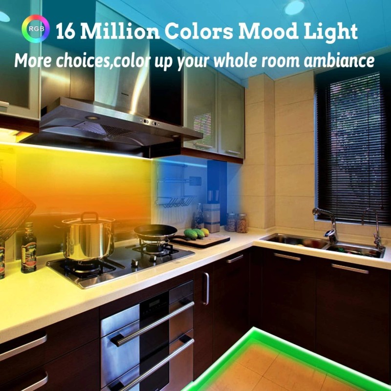 Tenmiro 65.6Ft Multicolor Led Strip Lights Cuttable Adjustable Length Home