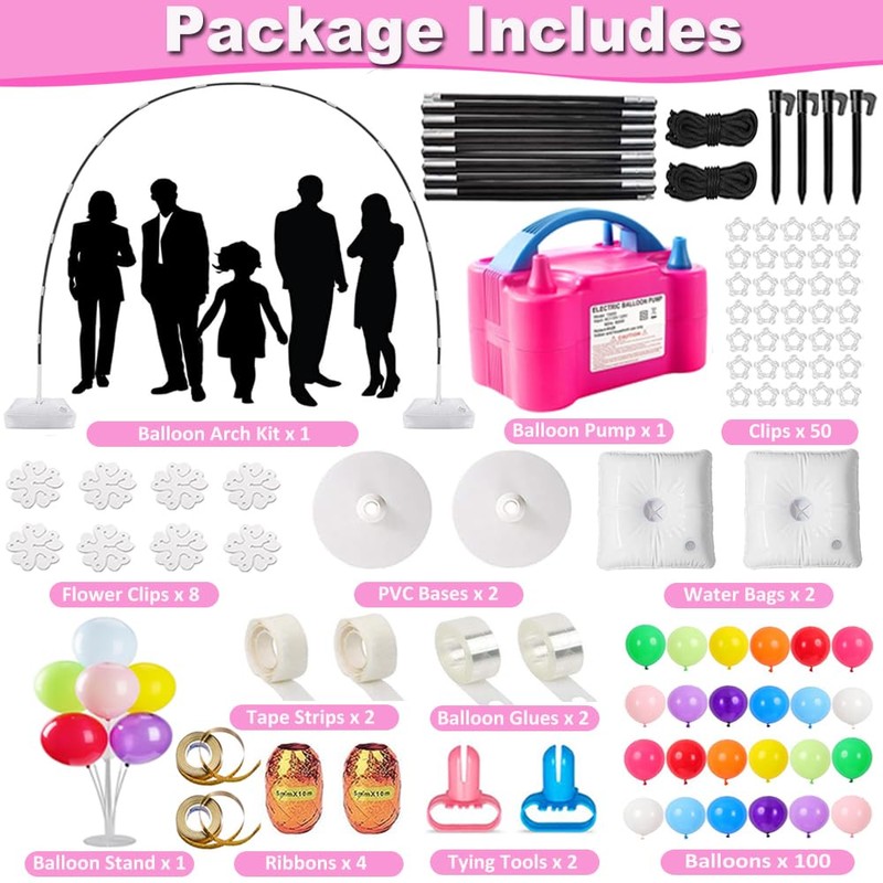Balloon Arch Kit with Balloon Pump, 9Ft Tall & 10Ft
