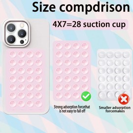 28 Saugnäpfe aus Silikon mit Saugnapf, Freisprecheinrichtung, starker Griff für Selfies und Videos, rutschfester Handygriff für alle Smartphones (Hellrosa)